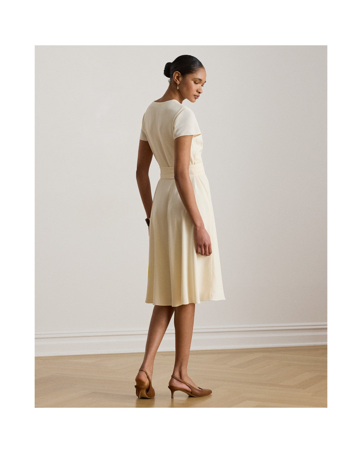 Belted Georgette Surplice Dress