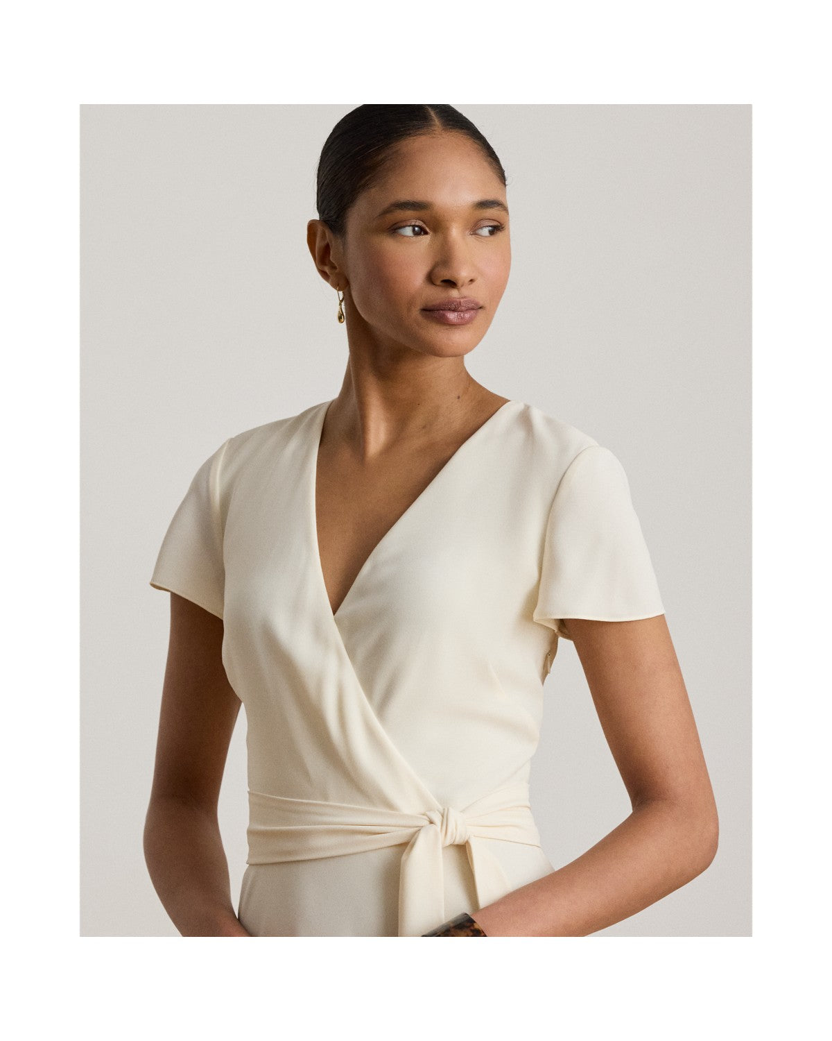Belted Georgette Surplice Dress