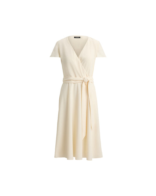 Belted Georgette Surplice Dress