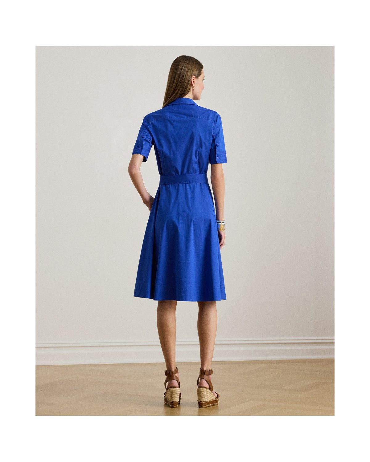 Belted Cotton-Blend Shirt Dress