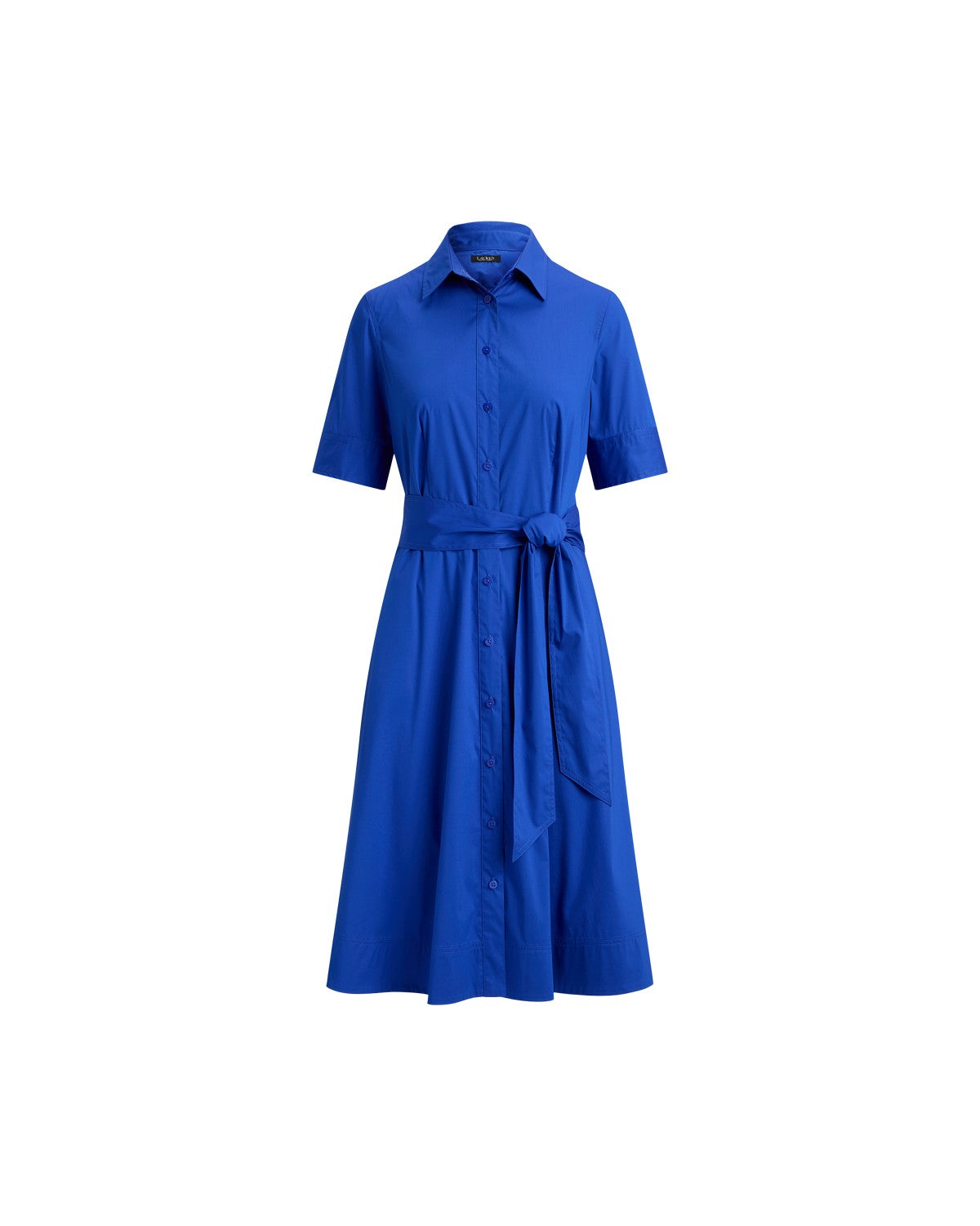 Belted Cotton-Blend Shirt Dress