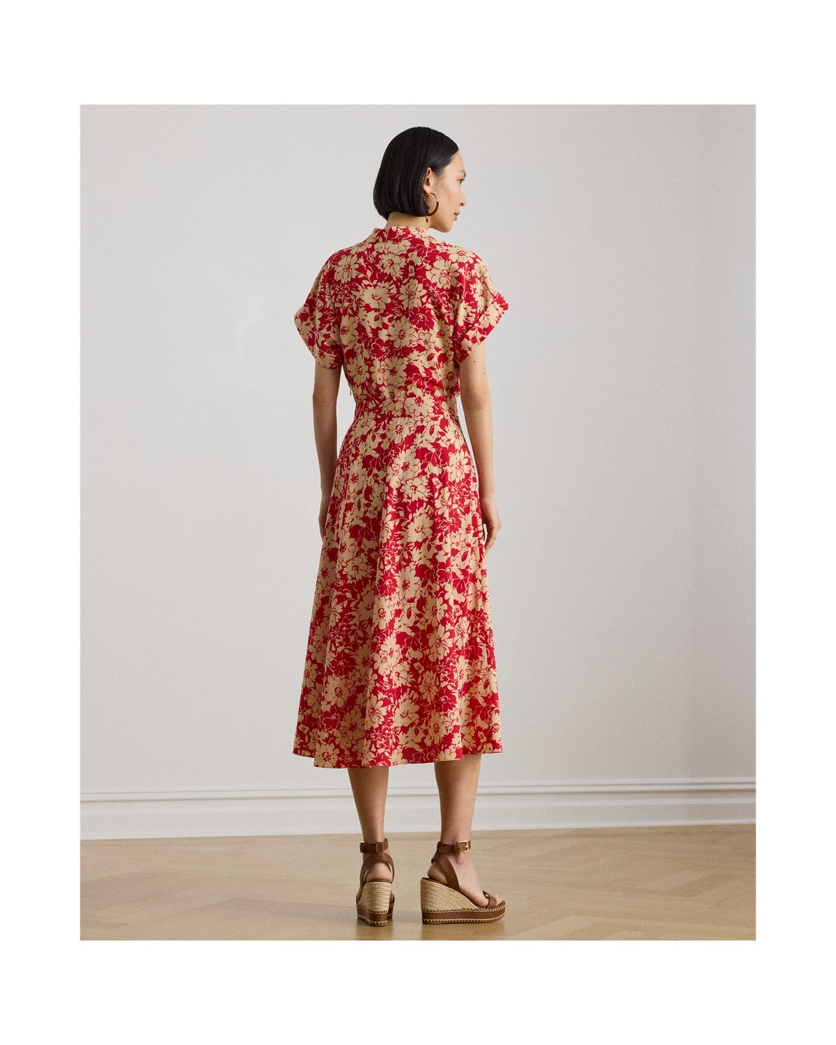 Floral Belted Crepe Dress