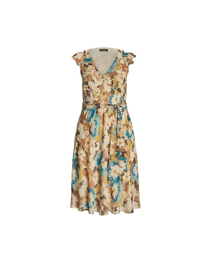 Floral Belted Crinkle Georgette Dress