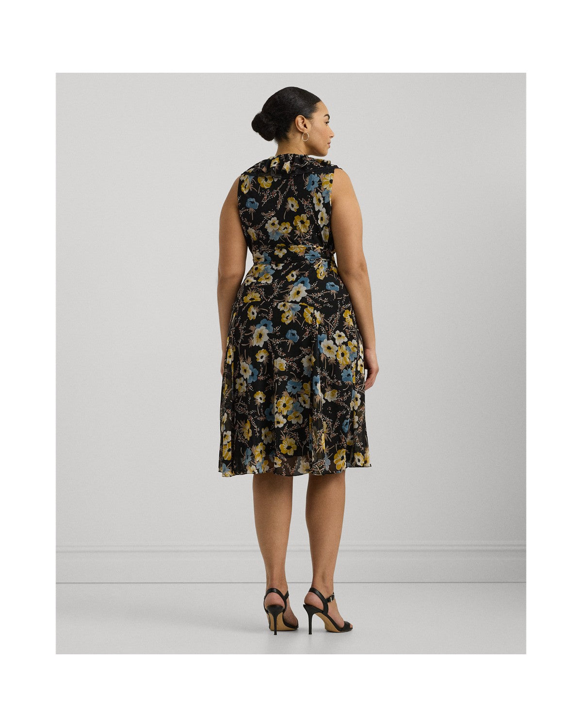 Floral Belted Crinkle Georgette Dress
