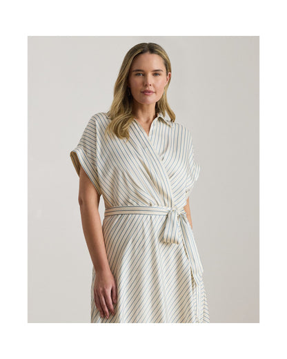 Striped Belted Twill Dress