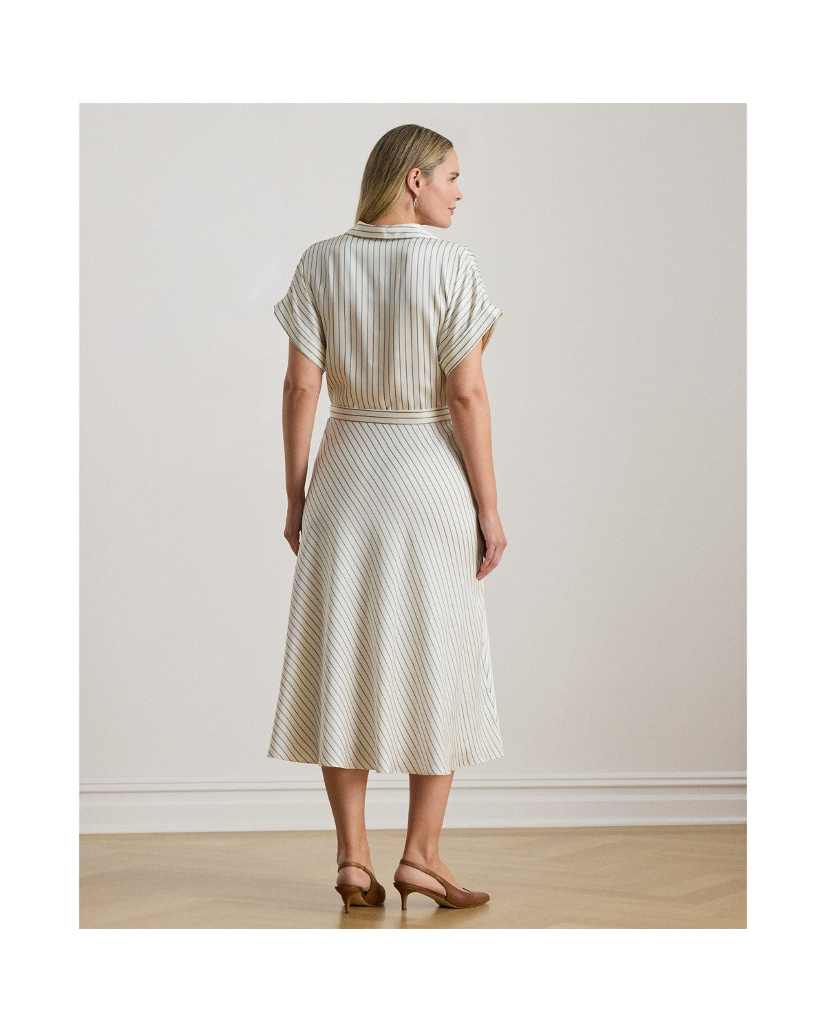 Striped Belted Twill Dress