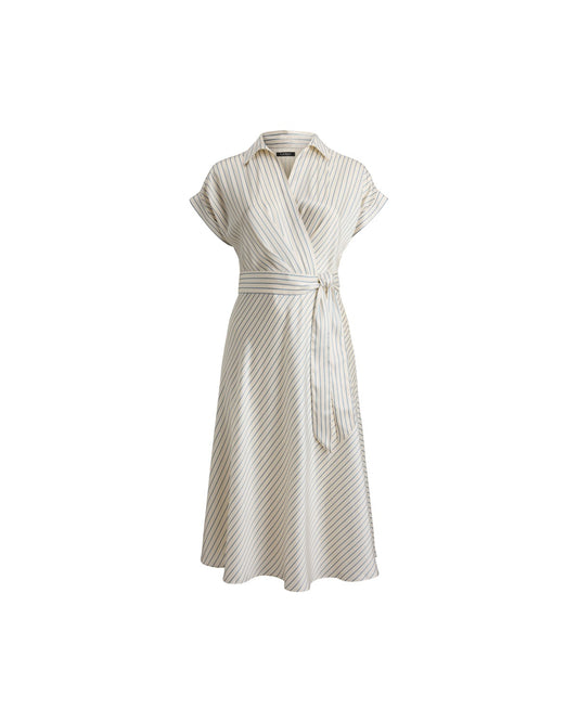 Striped Belted Twill Dress