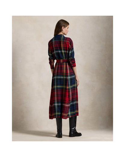 Belted Plaid Cotton-Blend Dress