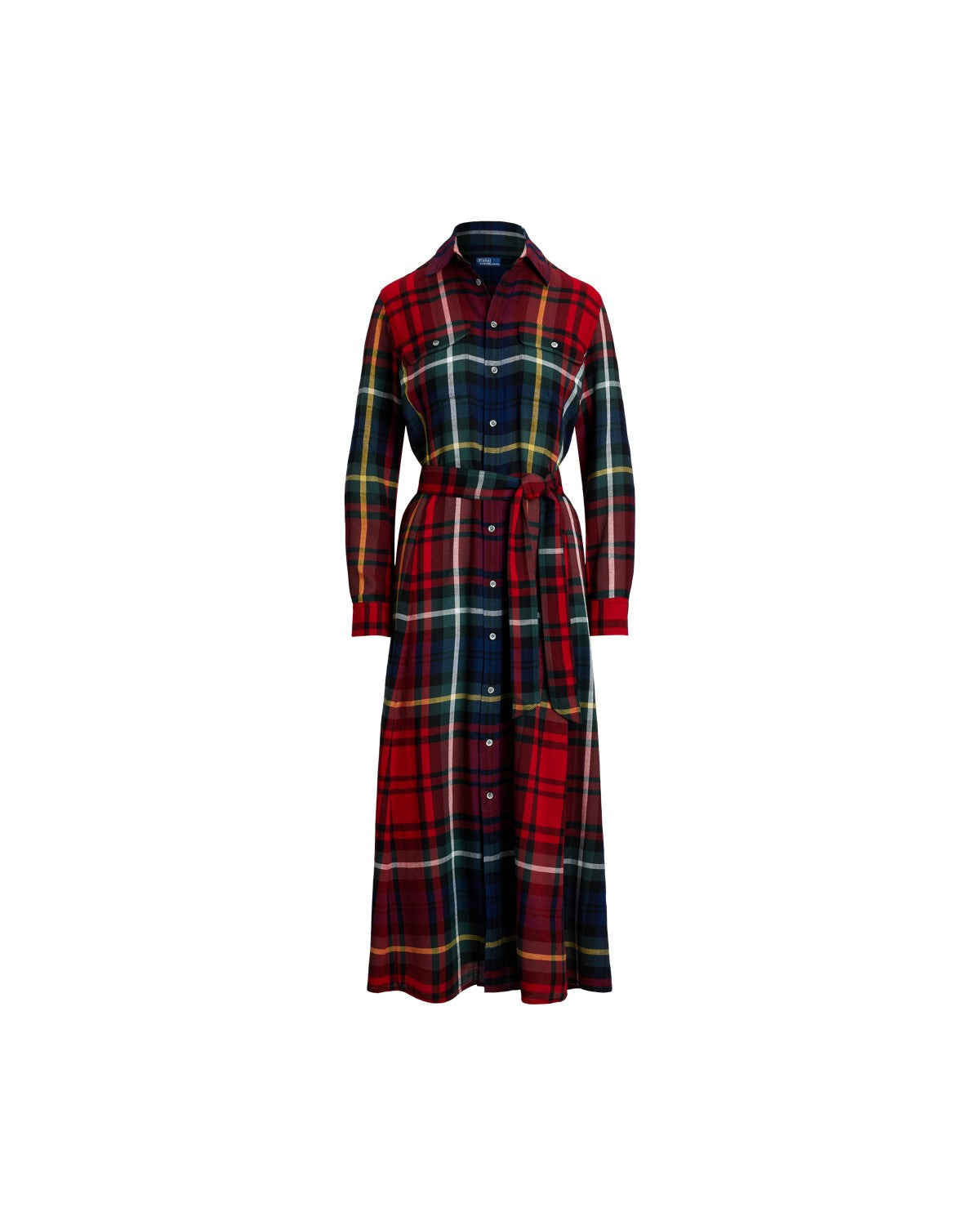 Belted Plaid Cotton-Blend Dress
