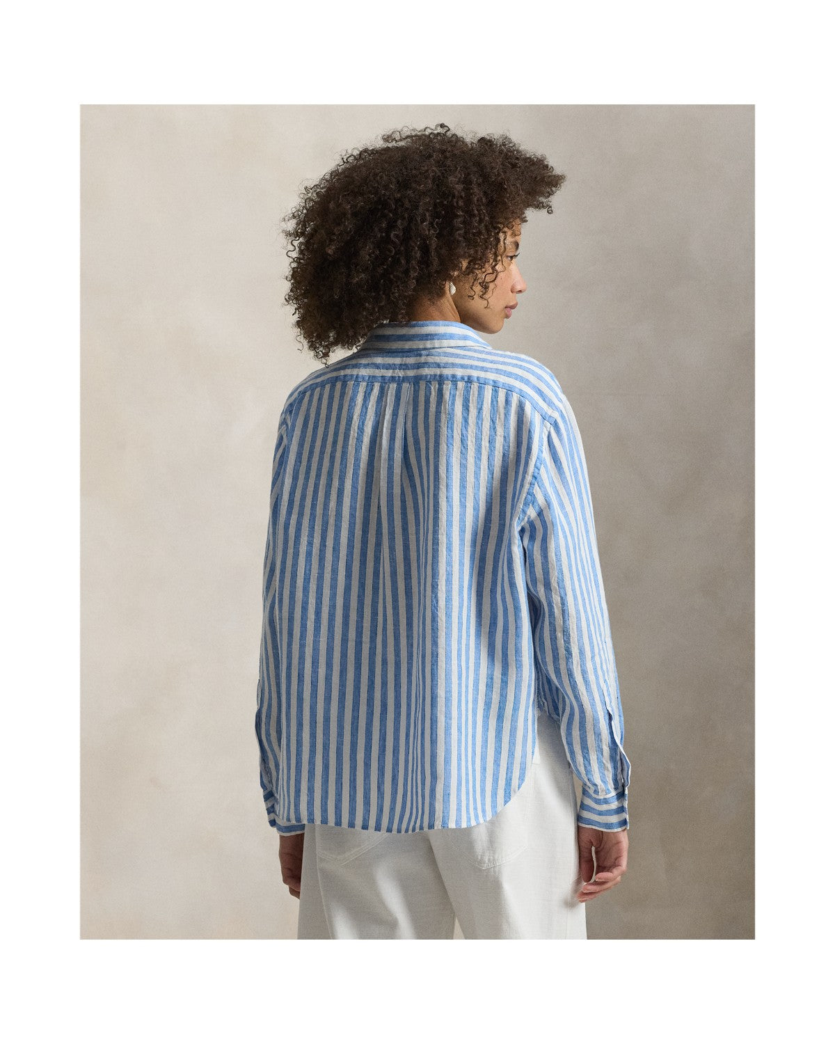 Wide Cropped Striped Linen Shirt