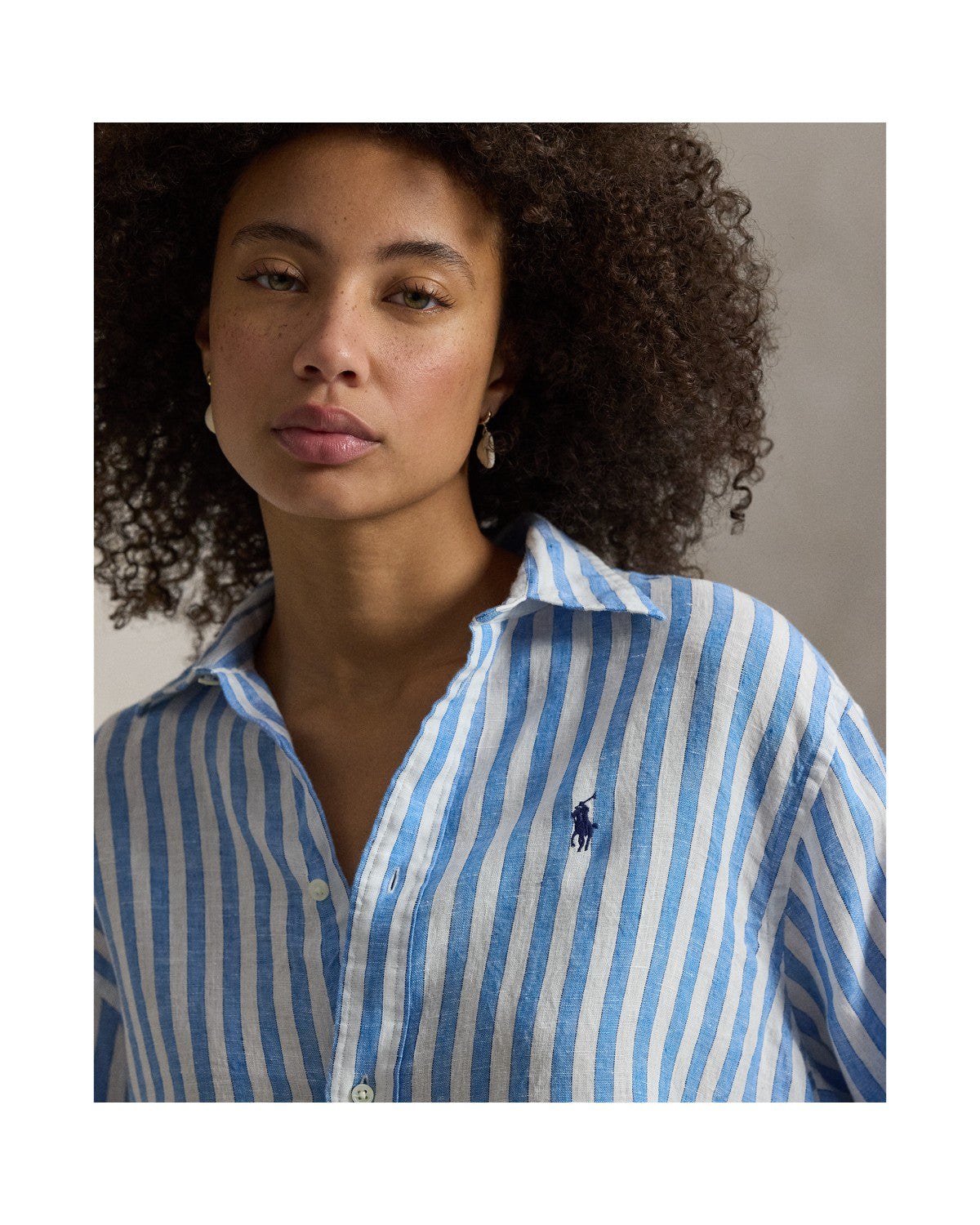 Wide Cropped Striped Linen Shirt