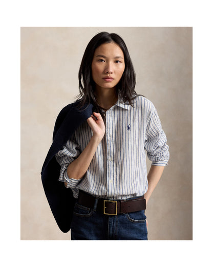 Wide Cropped Gingham Linen Shirt