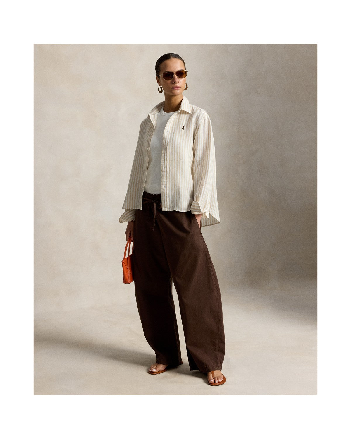 Wide Cropped Gingham Linen Shirt