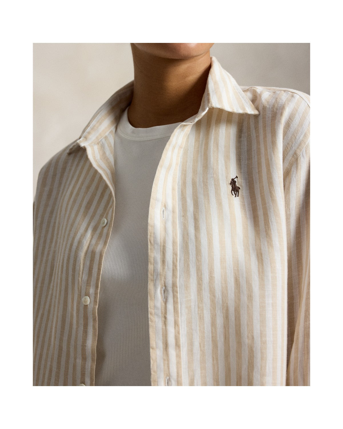 Wide Cropped Gingham Linen Shirt