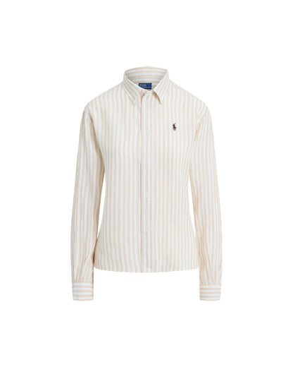 Wide Cropped Gingham Linen Shirt