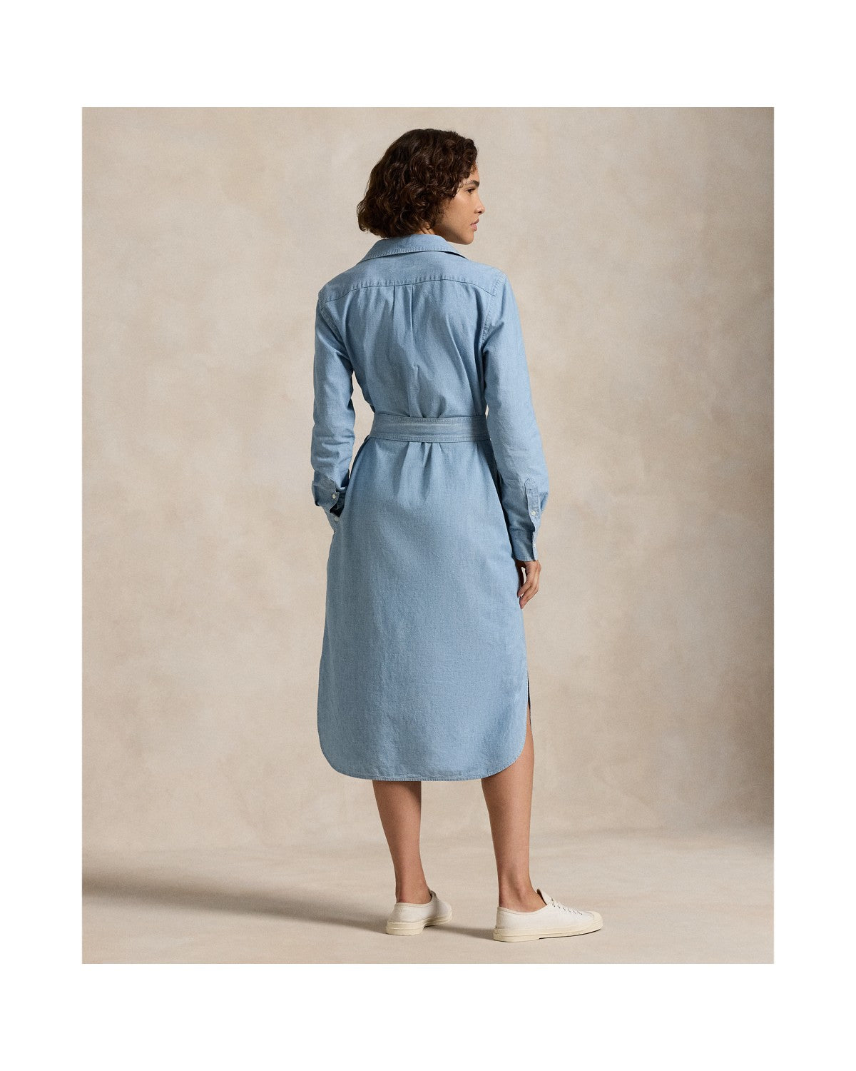 Cotton Chambray Belted Shirt dress
