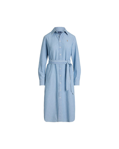 Cotton Chambray Belted Shirt dress
