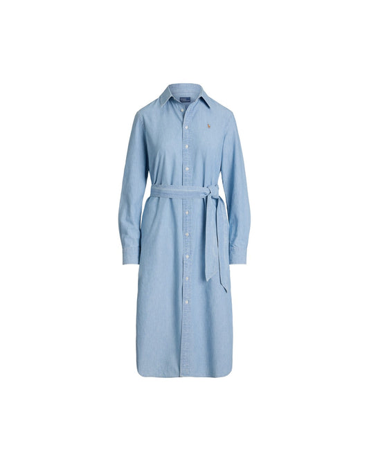 Cotton Chambray Belted Shirt dress