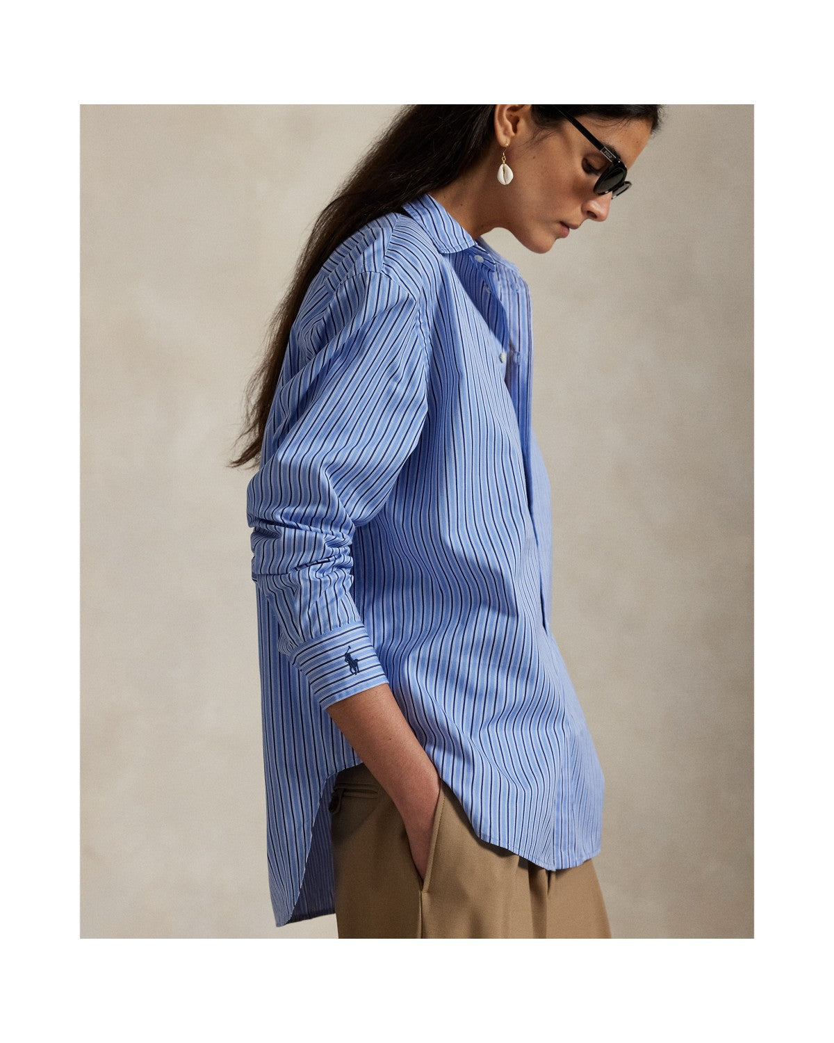 Oversize Fit Striped Cotton Shirt