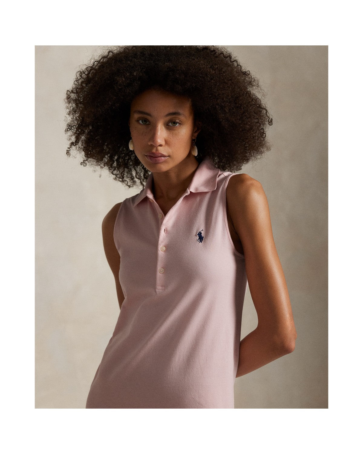 Stretch-Cotton Sleeveless Polo Dress