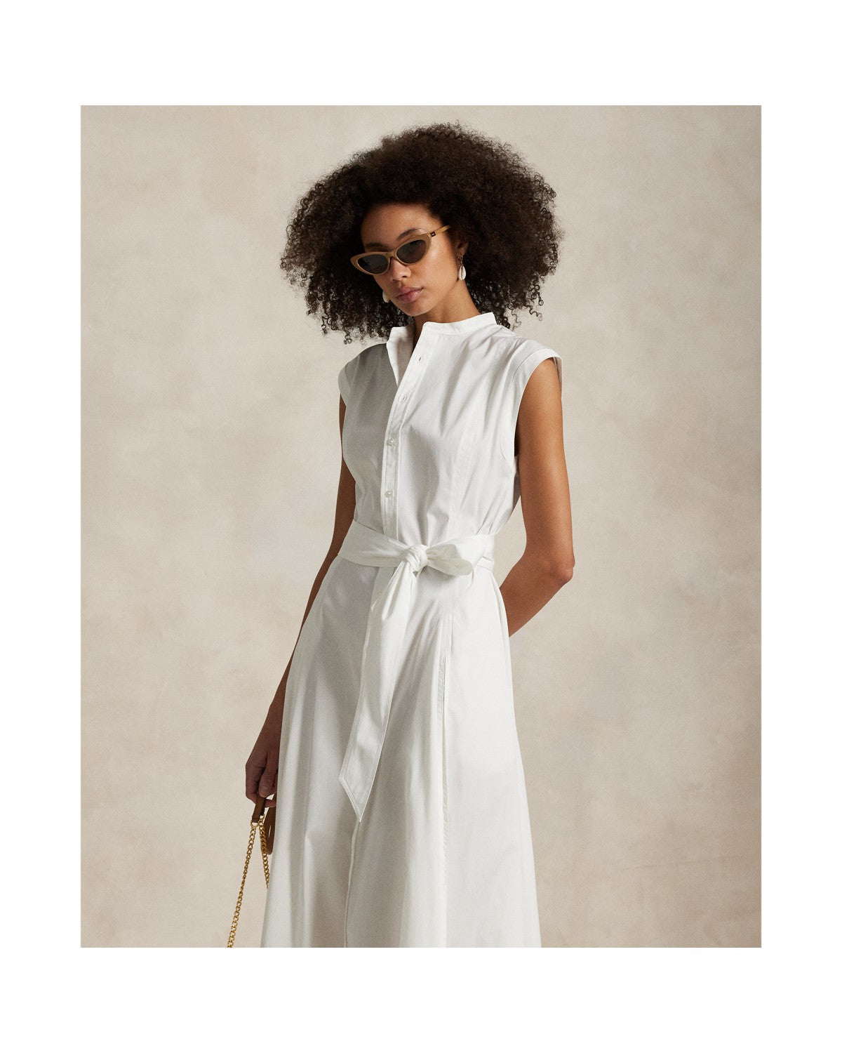 Cotton Belted Sleeveless A-Line Dress