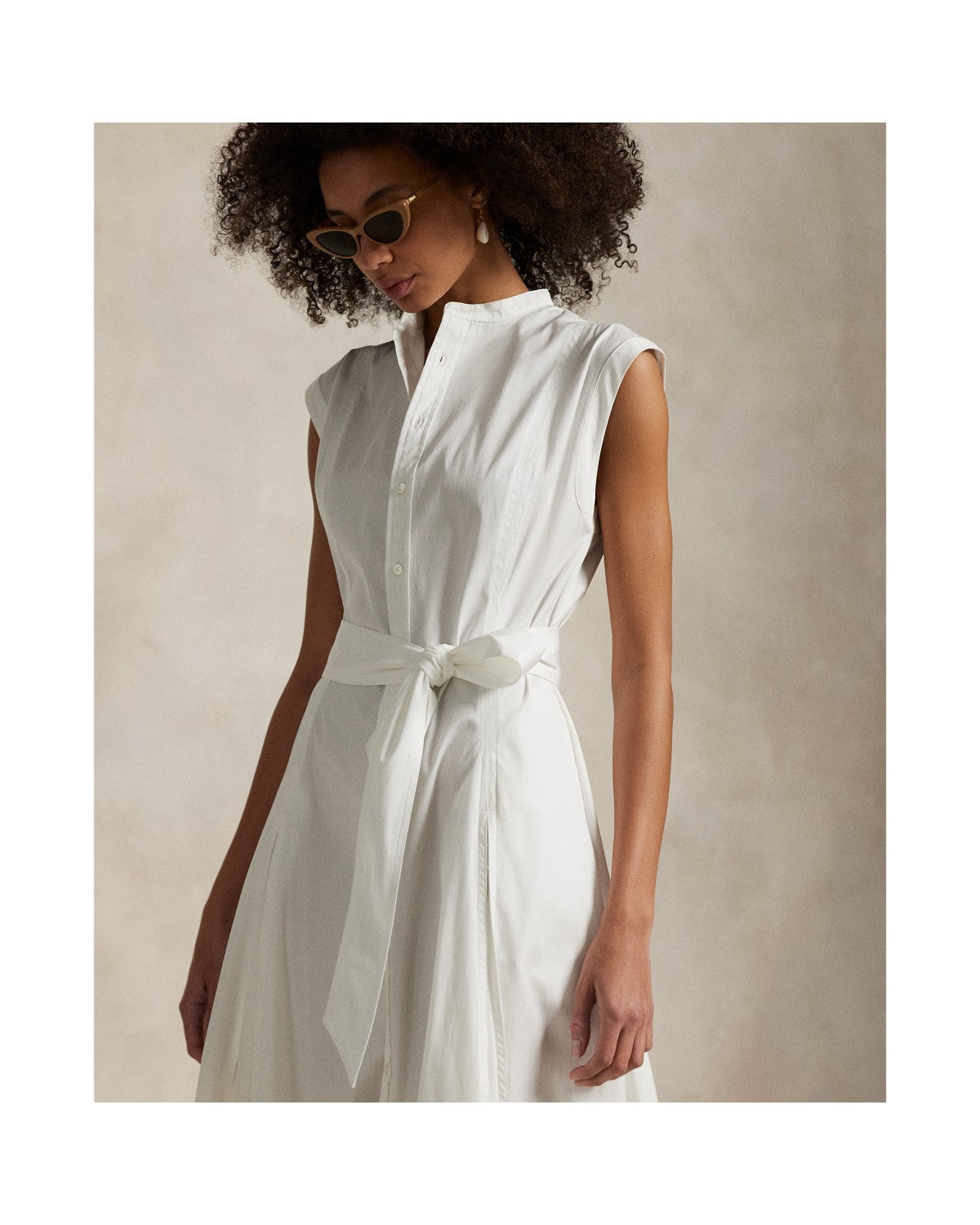 Cotton Belted Sleeveless A-Line Dress