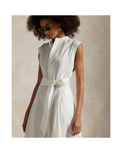 Cotton Belted Sleeveless A-Line Dress