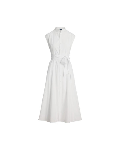 Cotton Belted Sleeveless A-Line Dress