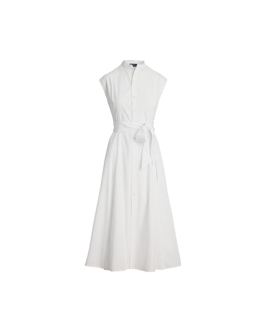 Cotton Belted Sleeveless A-Line Dress