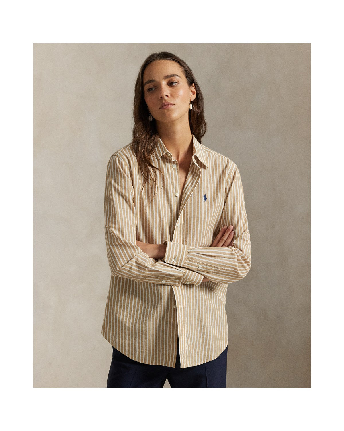 Classic Fit Striped Cotton-Linen Shirt