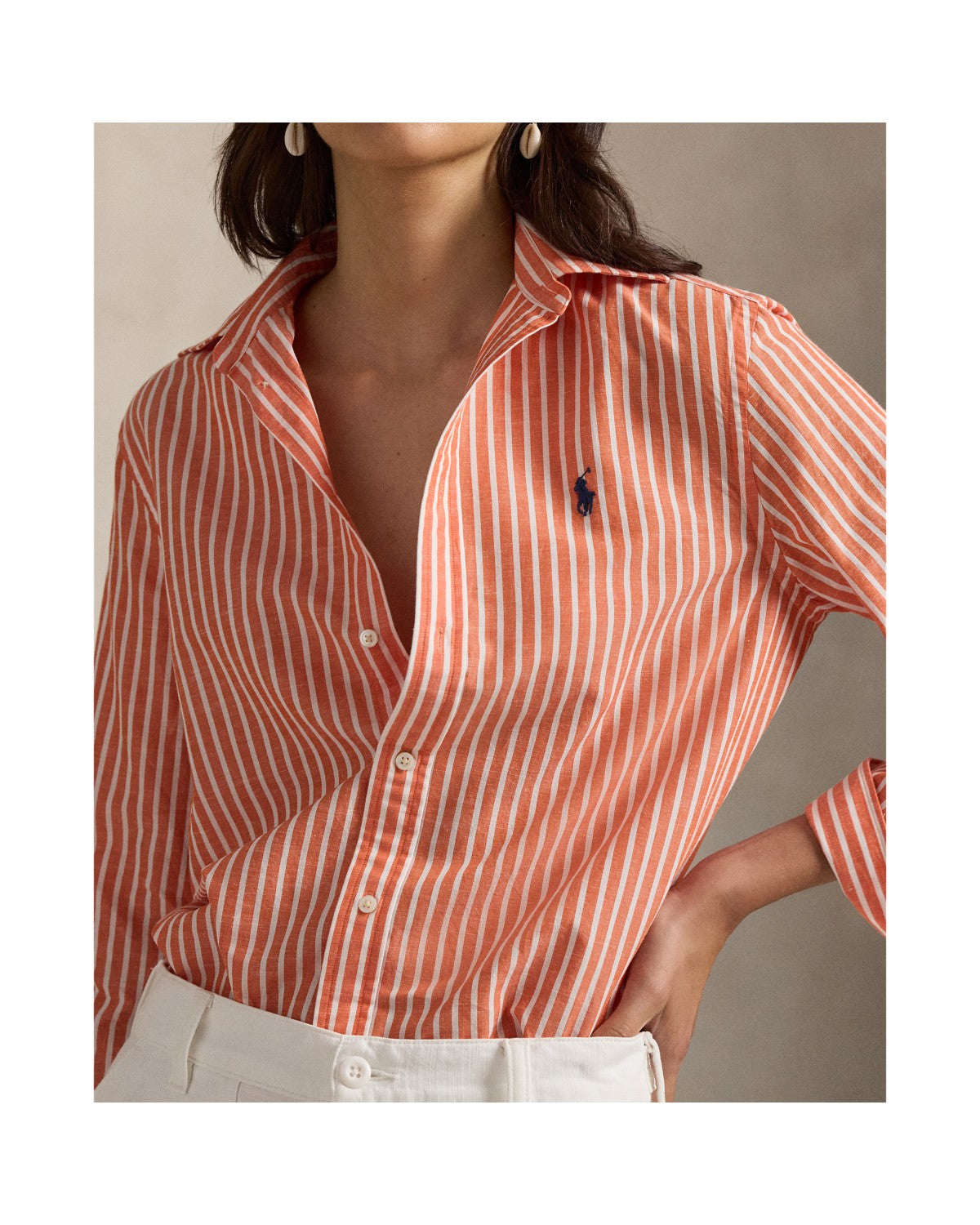 Classic Fit Striped Cotton-Linen Shirt