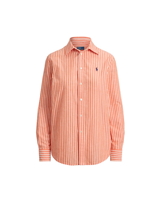 Classic Fit Striped Cotton-Linen Shirt
