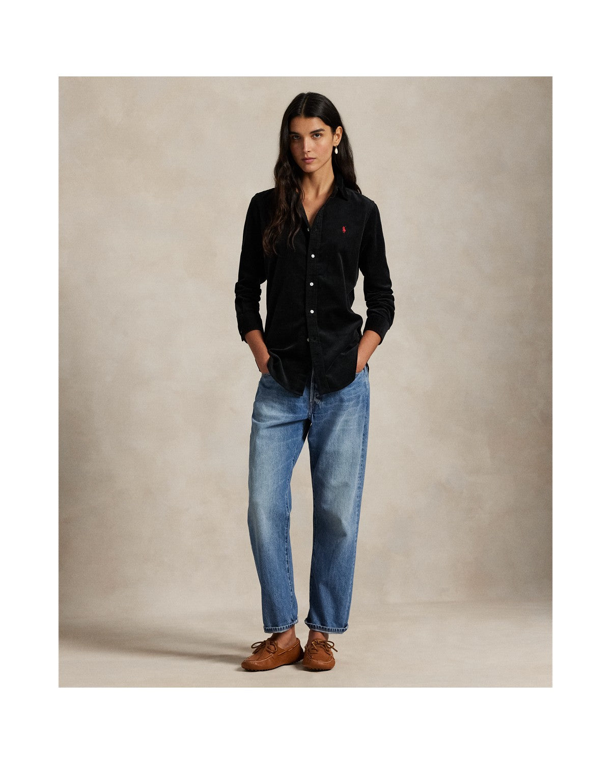 Stretch Slim Fit Cotton Corduroy Shirt