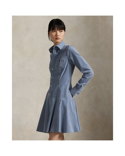 Cotton Corduroy A-Line Shirtdress