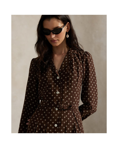 Printed Silk Mini Shirtdress