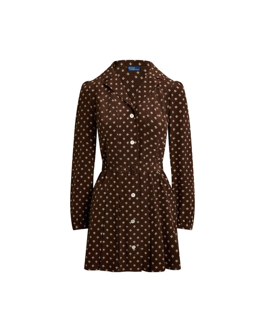 Printed Silk Mini Shirtdress