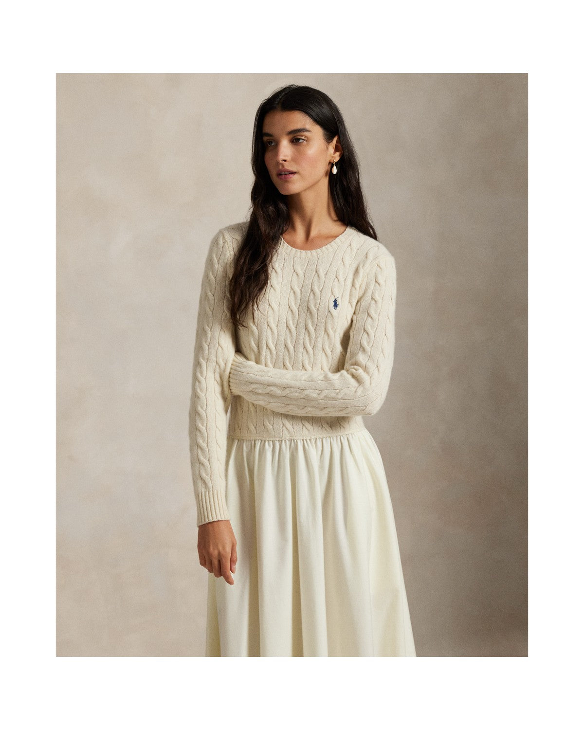 Cable-Knit Poplin Dress