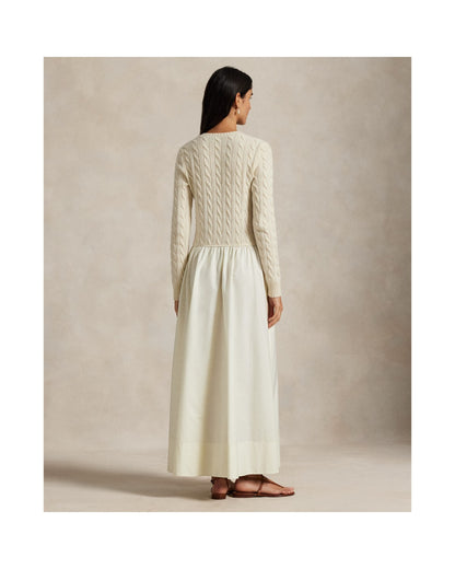 Cable-Knit Poplin Dress