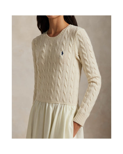 Cable-Knit Poplin Dress