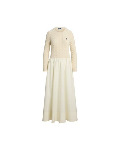 Cable-Knit Poplin Dress
