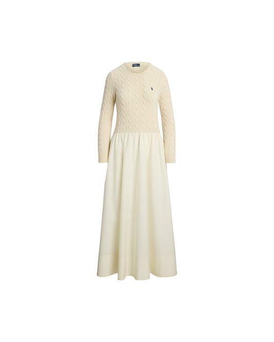 Cable-Knit Poplin Dress