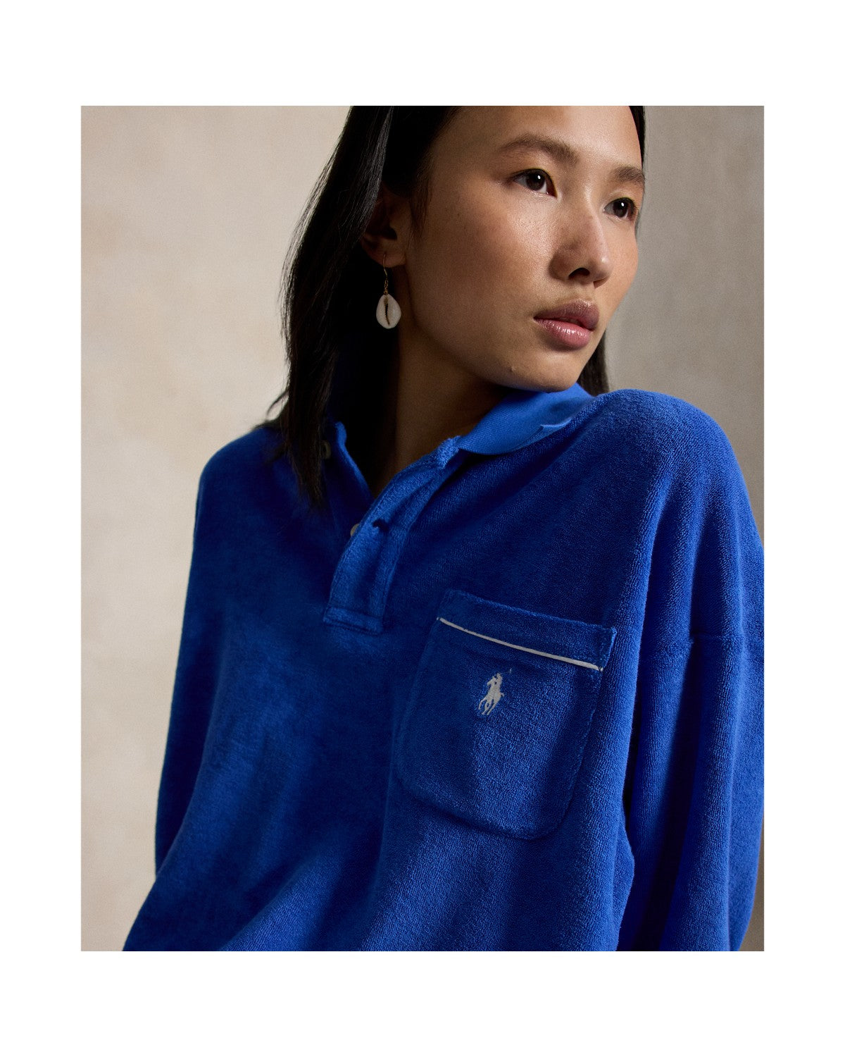 Terry Long-Sleeve Polo Shirt
