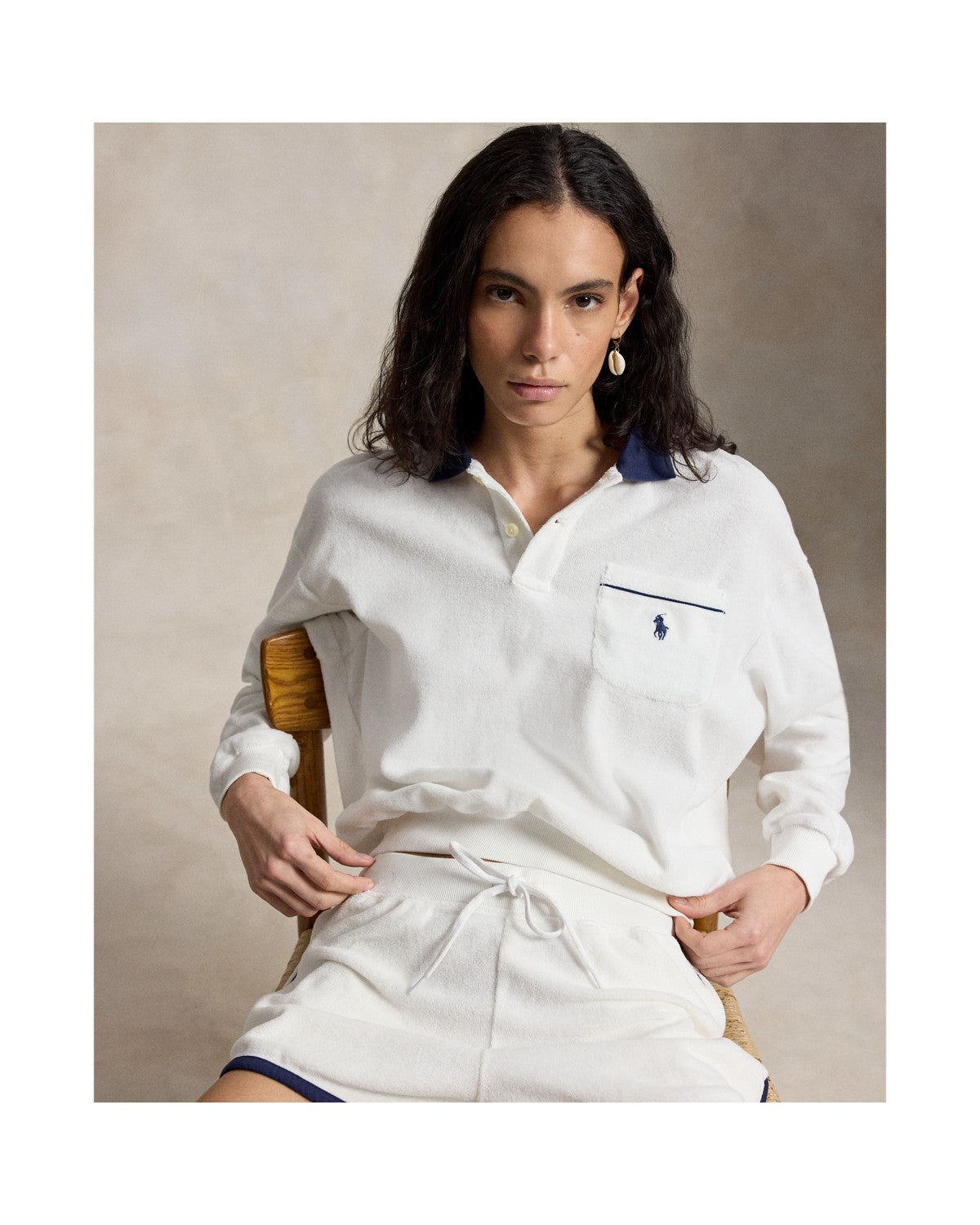 Terry Long-Sleeve Polo Shirt