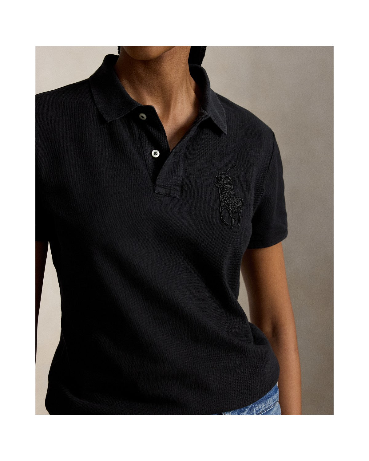 Beaded Big Pony Polo Shirt