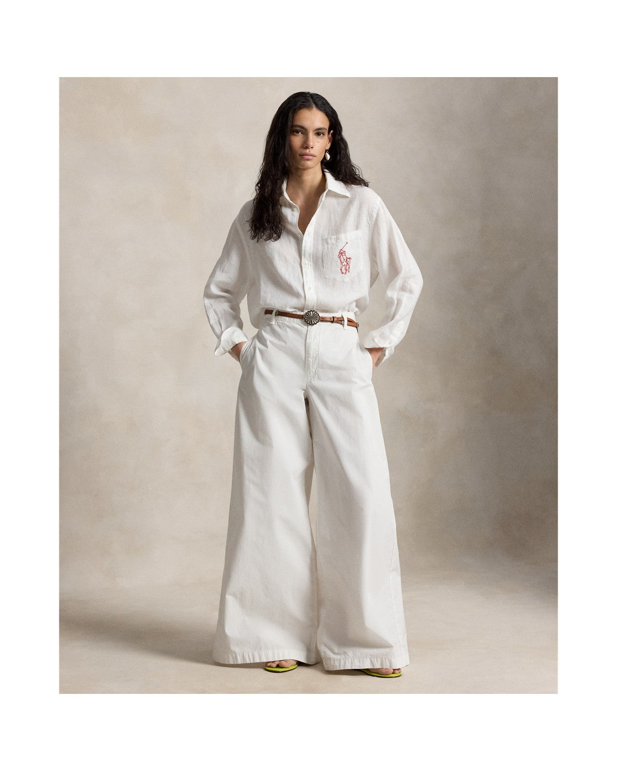 Oversize Fit Big Pony Linen Shirt