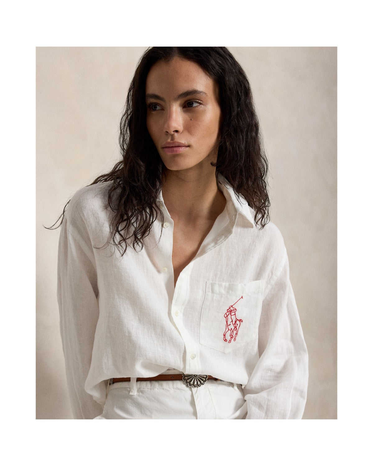 Oversize Fit Big Pony Linen Shirt
