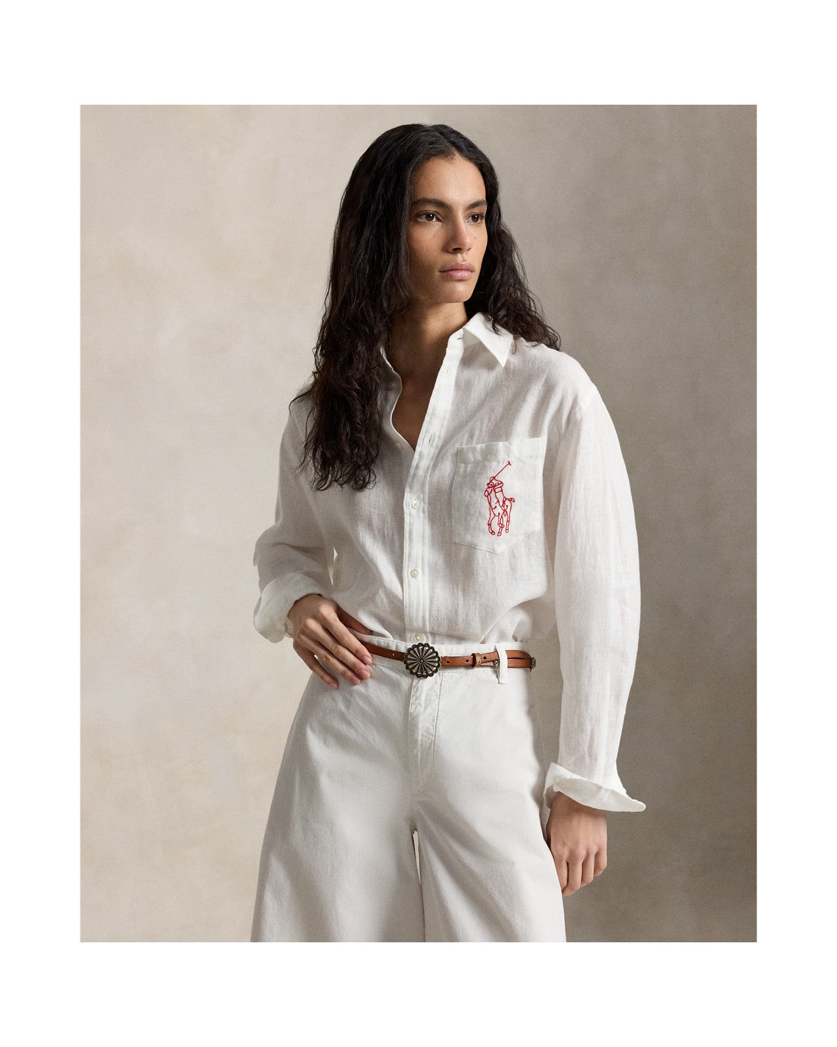 Oversize Fit Big Pony Linen Shirt