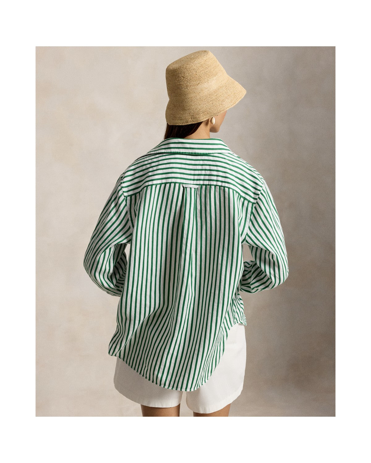 Oversize Fit Striped Linen-Cotton Shirt