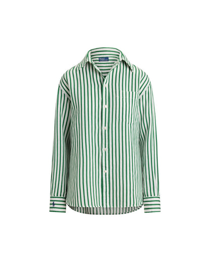 Oversize Fit Striped Linen-Cotton Shirt