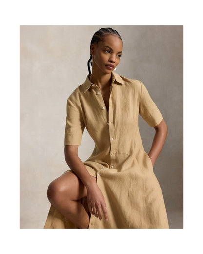 Linen Panelled Shirt Dress